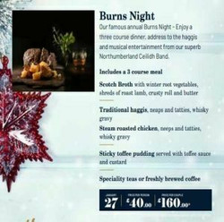 Burns Night - Holiday Inn Newcastle Gosforth Park - Saturday 27th January 2024