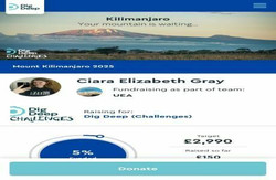 Ciara's Climb of Mount Kilimanjaro in August 2025 as part of Team Uea