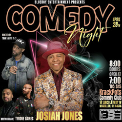 Comedian Josiah Jones with Blue Boy Entertainment at Krackpots Comedy Club