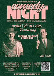 Comedy at The Railway Streatham : Mark Thomas , Patrick Monahan Double Bill of Edfringe Previews