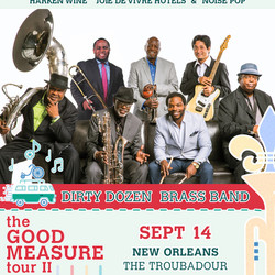 Dirty Dozen Brass Band September 14 at The Troubadour Hotel Free