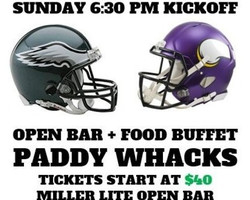 Eagles vs Vikings Playoff Viewing Party - Paddy Whacks South Street