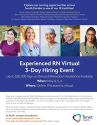 Experienced Rn Virtual 3-day Hiring Event: 5/4 - 5/6 | Relocate to Fl | Tenet Healthcare