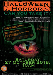 Free Halloween Horror film with food, Broadway cinema, Nottingham, 27/10/18