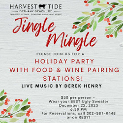 Harvest Tide Bethany Jingle Mingle Wine Dinner