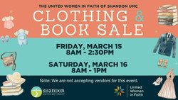 Huge Indoor Clothing and Book Sale - Shandon United Methodist Church
