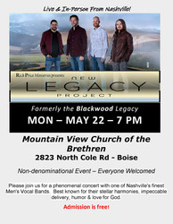 Live Concert in Boise with Popular Nashville-based Men's Vocal Band, New Legacy Project