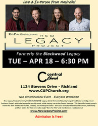 Live Concert in Richland with Popular Nashville-based Men's Vocal Band, New Legacy Project