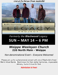 Live Concert in Weippe with Popular Nashville-based Men's Vocal Band, New Legacy Project
