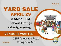Multi-vendor Yard Sale / Flea Market: Saturday, April 29, 8 Am to 1 Pm; Rising Sun, Md Fundraiser