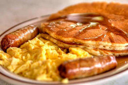 Pancake, Egg, and Sausage Breakfast