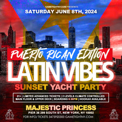 Puerto Rican Latin Vibes Ny Sunset Majestic Princess Yacht Party Cruise 24'