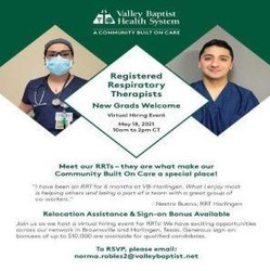 Rrt Virtual Hiring Event on 5/18 | Valley Baptist Health System