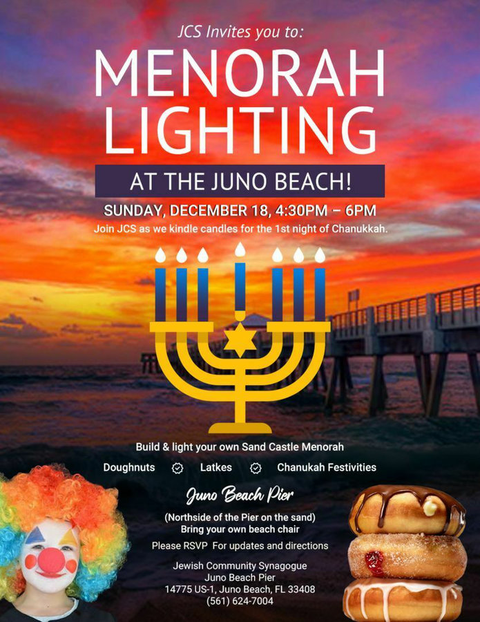 Sand Castle Menorah Lighting At Juno Beach, Sunday, 18 Dec 2022 Juno