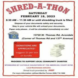 Shred-a-thon, February 18, 2023 8:30am-11:30am