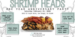 Shrimp Heads San Diego 1 Year Anniversary Party! Free Shrimp, Free Tv+more