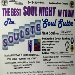 Soulste The Best Soul Night In Town Penketh and Gt Sankey Conservative Club Wa5 2bg
