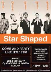 Star Shaped Britpop Club Friday February 28th At Islington Academy London