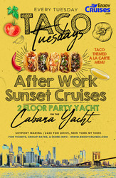 Taco Tuesdays After Work Sunset Cruises Nyc on the Cabana Yacht New York City - Summer Tuesdays 2022