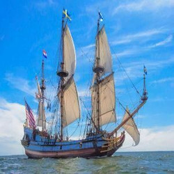Tall Ship Sails in Historic New Castle, Delaware