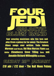 The 4 Jedi's Galactic Blues Band Live at Half Moon Putney London Sun 20 Jan