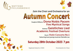 Watford Philharmonic Society Autumn Concert: Brahms, Bruch and Vaughan Williams