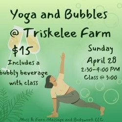 Yoga and Bubbles at Triskelee Farm