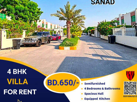 semi furnished 4 bhk villa for rent in sanad Bd.650/- - Houses