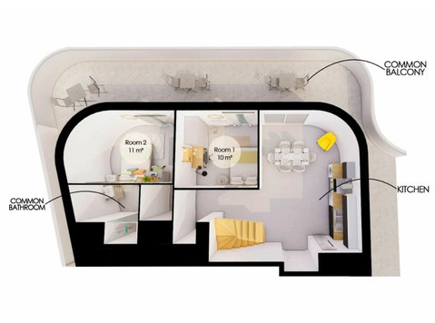 Co-living : Co-living : elegant 10 m² room - For Rent