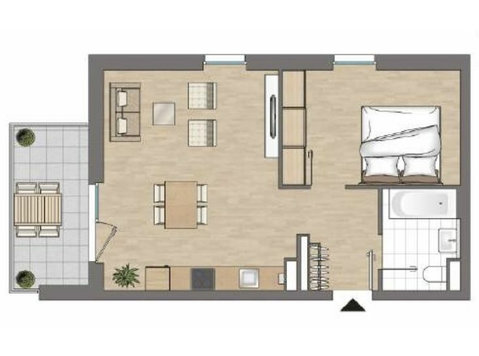 2 room-modern 2020s apartment in Cologne-Lövenich (West)… - Disewakan