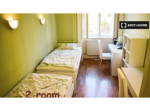 Łóżko w pokoju dwuosobowym we wspólnym mieszkaniu w… - Do wynajęcia