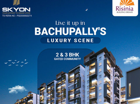 2 and 3bhk Apartments in Bachupally | Skyon by Risinia - شقق