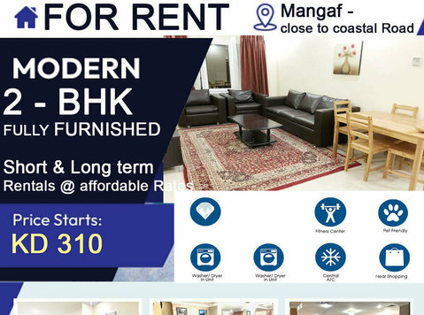 2 Bhk - Fully Furnished @ Kd310 in Mangaf - Apartamentos