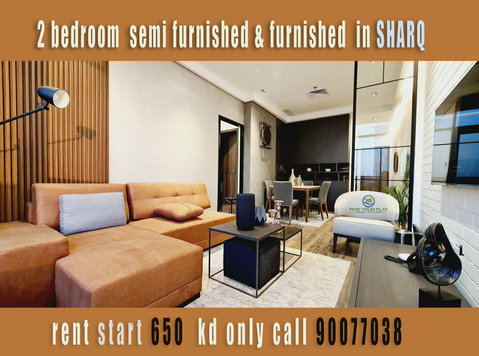 for rent spacious 2 bedroom semi & furnished sharq - Lejligheder