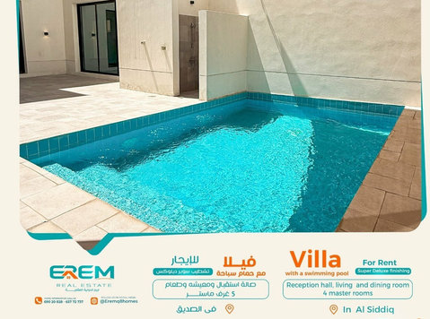 for rent a luxury villa in al-siddiq area with a pool - Maisons