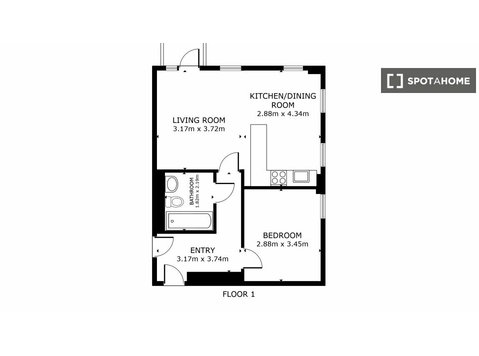 Apartamento de 1 quarto para alugar em Euston, Londres - Apartamentos
