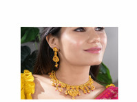 Gold-plated Stone-studded Necklace Set (3) - மற்றவை 
