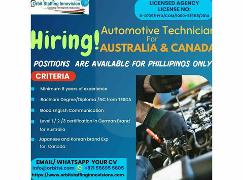 Hiring Automotive Technicians for Australia & Canada! - Останати