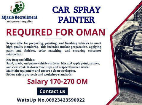 Car  / Auto Spray Painter Required for Oman. - Cerere de muncă